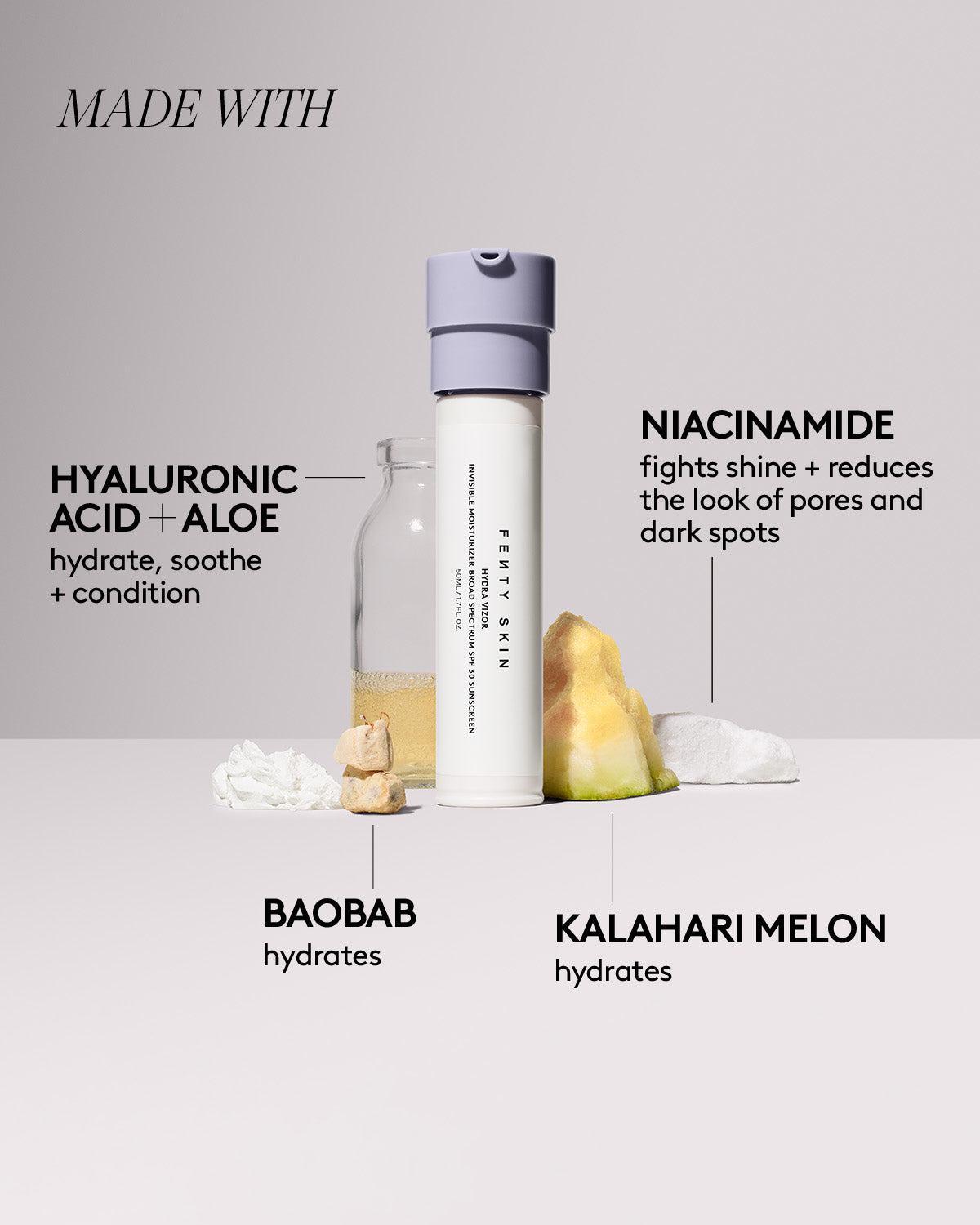Hydra Vizor Fragrance-Free Invisible Moisturizer Broad Spectrum SPF 30 Sunscreen with Niacinamide + Kalahari Melon