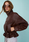 Stradivarius LEATHER JACKET WITH ADJUSTABLE POCKETS