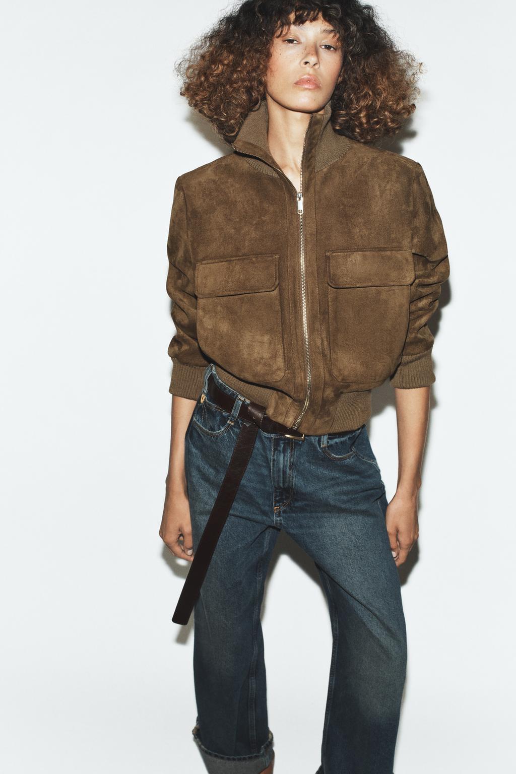 Zara RIB HIGH-NECK BOMBER JACKET