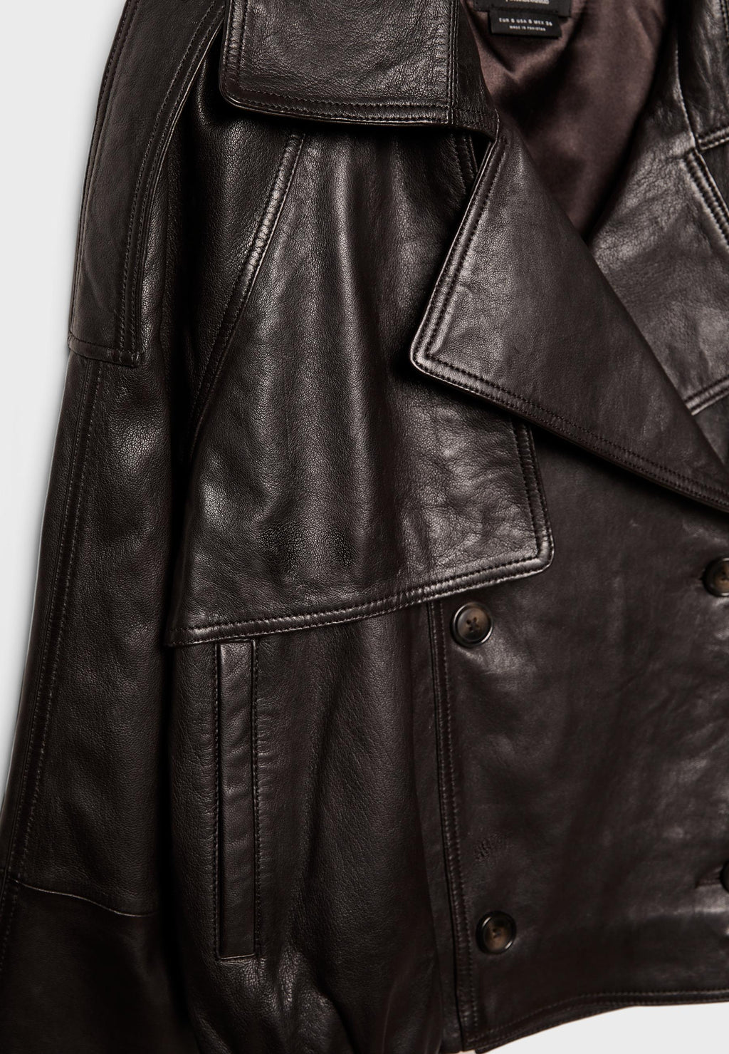 Stradivarius OVERSIZE 100% LEATHER TRENCH COAT