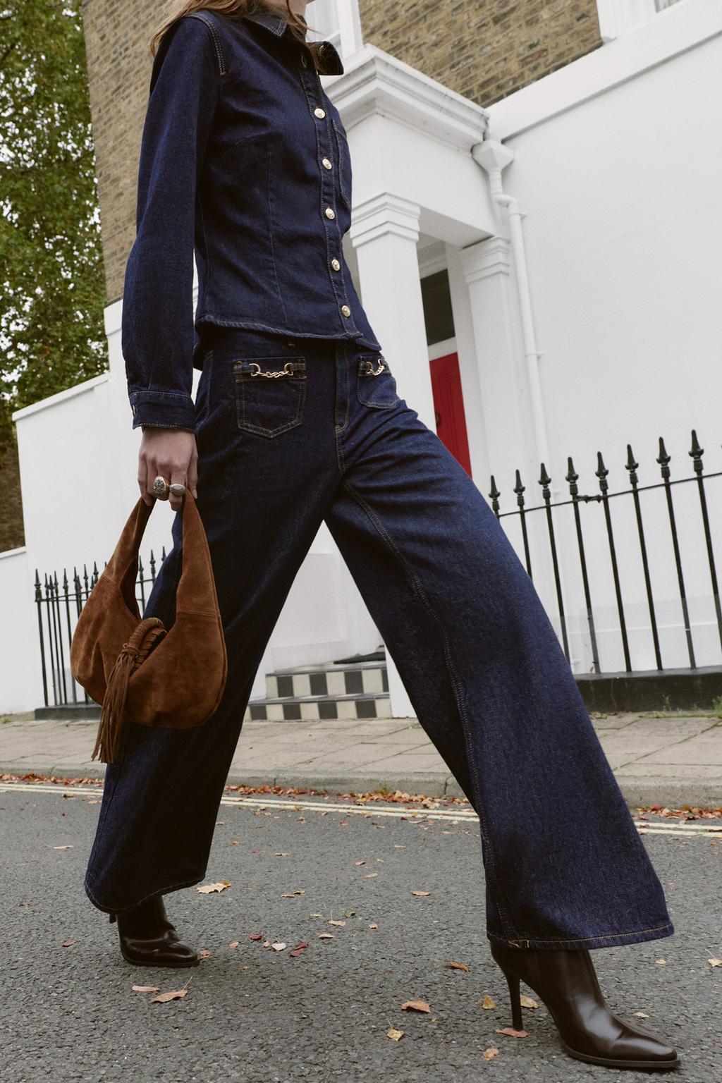 Zara MID-WAIST - WIDE LEG - CHAINS