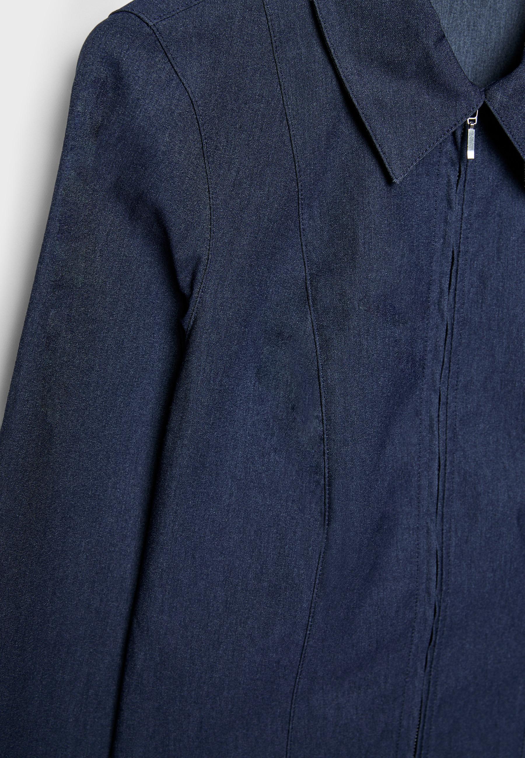 Stradivarius FITTED DOUBLE ZIP BENGALINE DENIM SHIRT
