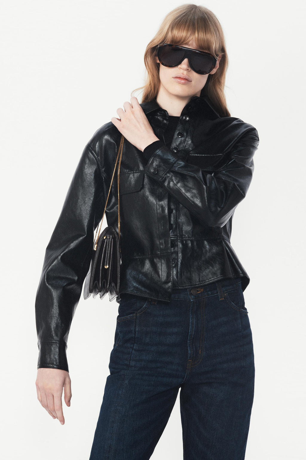 Zara FAUX LEATHER PEPLUM JACKET-THE ITEM ZARA WOMAN