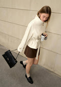 Stradivarius HIGH-NECK TRENCH COAT WITH LEATHER-EFFECT FINISH