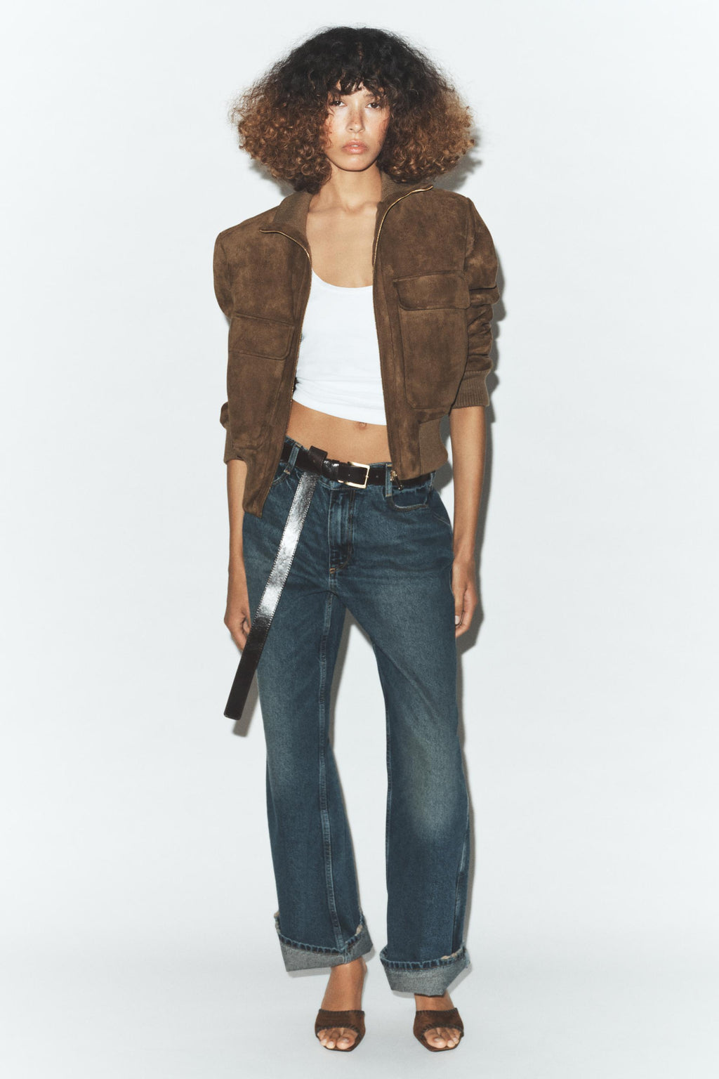 Zara RIB HIGH-NECK BOMBER JACKET