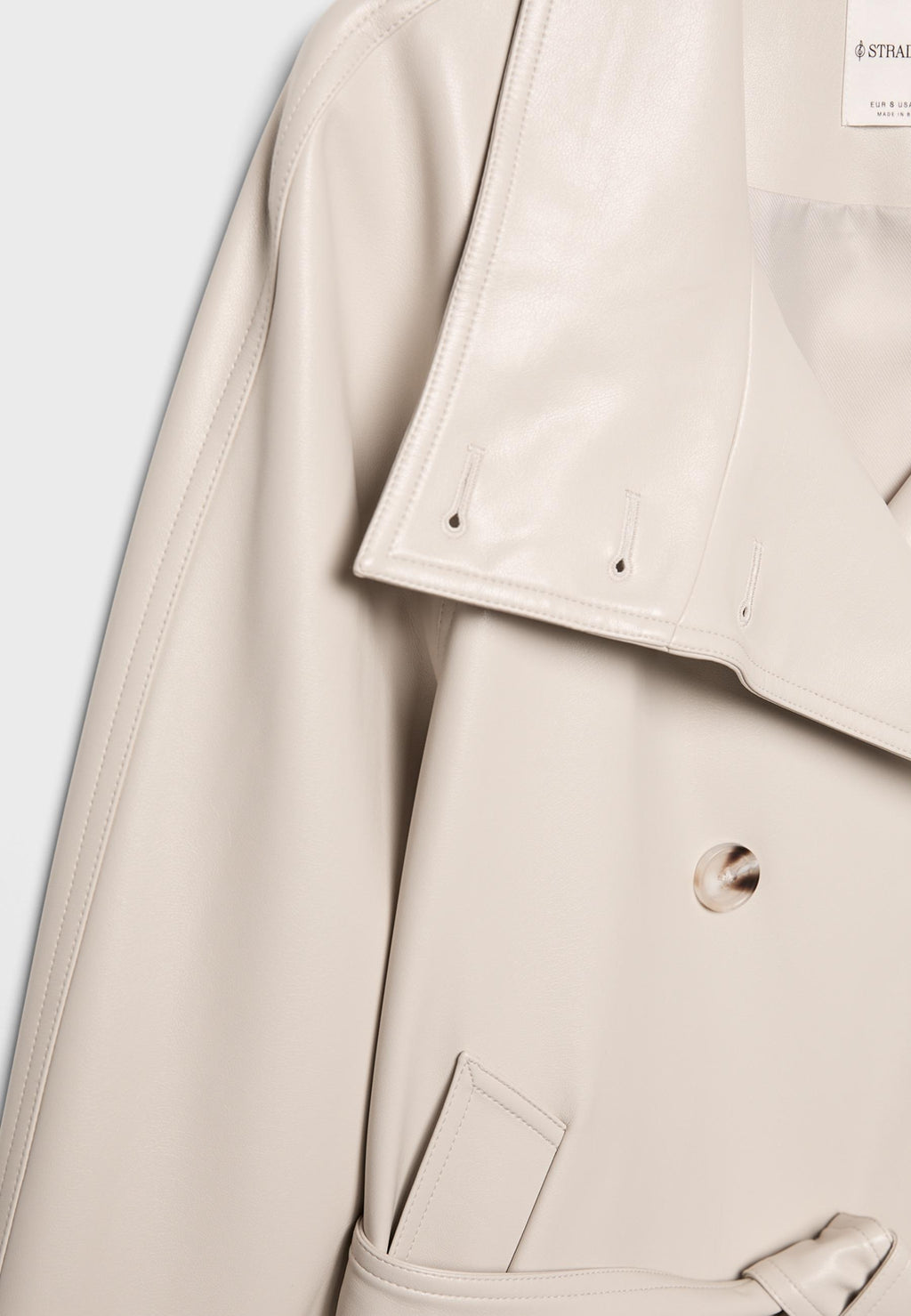 Stradivarius HIGH-NECK TRENCH COAT WITH LEATHER-EFFECT FINISH