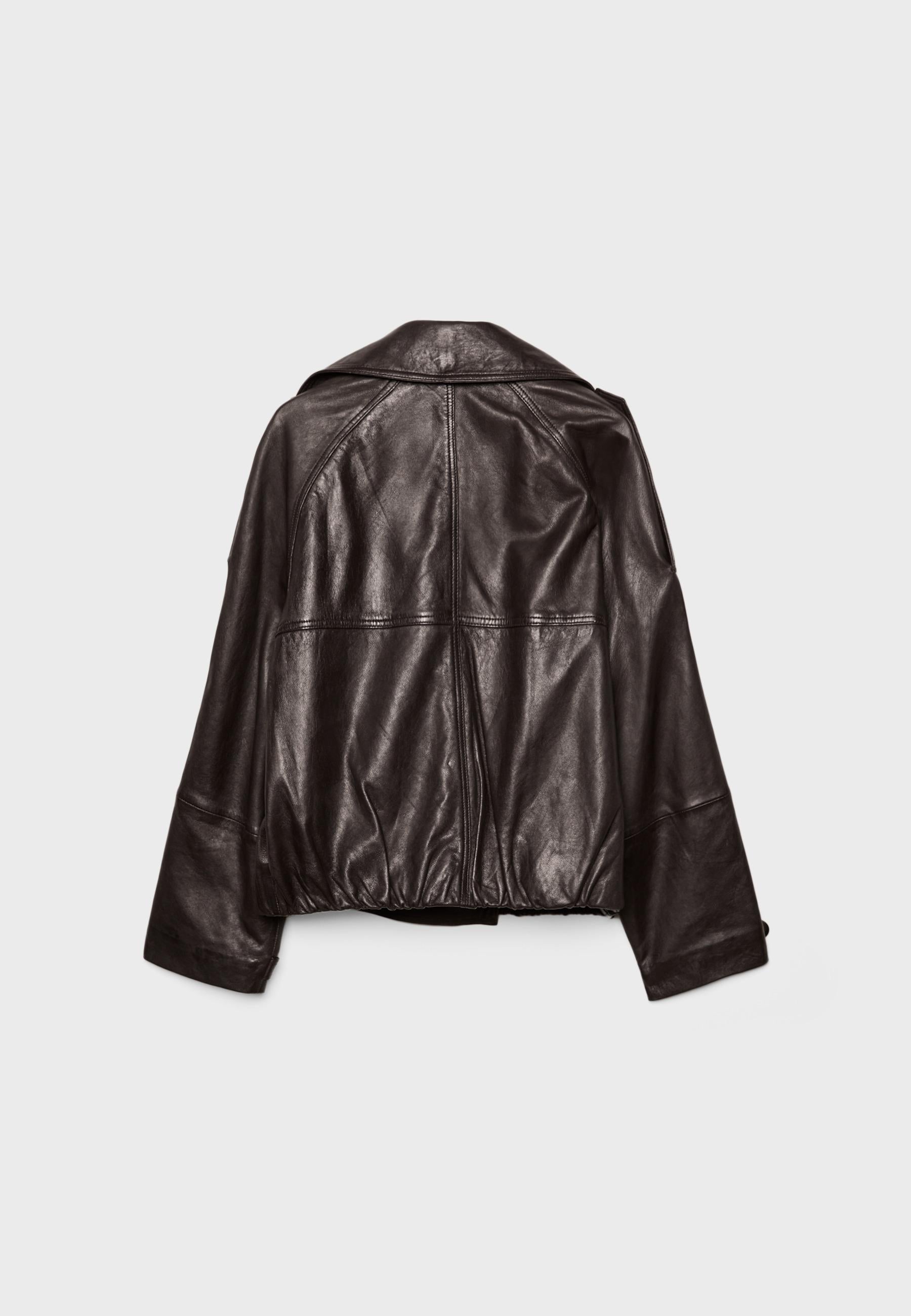 Stradivarius OVERSIZE 100% LEATHER TRENCH COAT