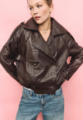 Stradivarius OVERSIZE 100% LEATHER TRENCH COAT