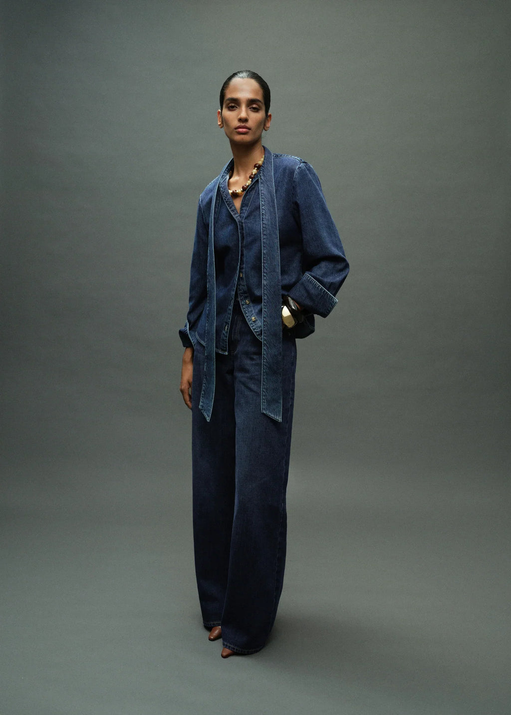 MANGO Denim shirt with bow