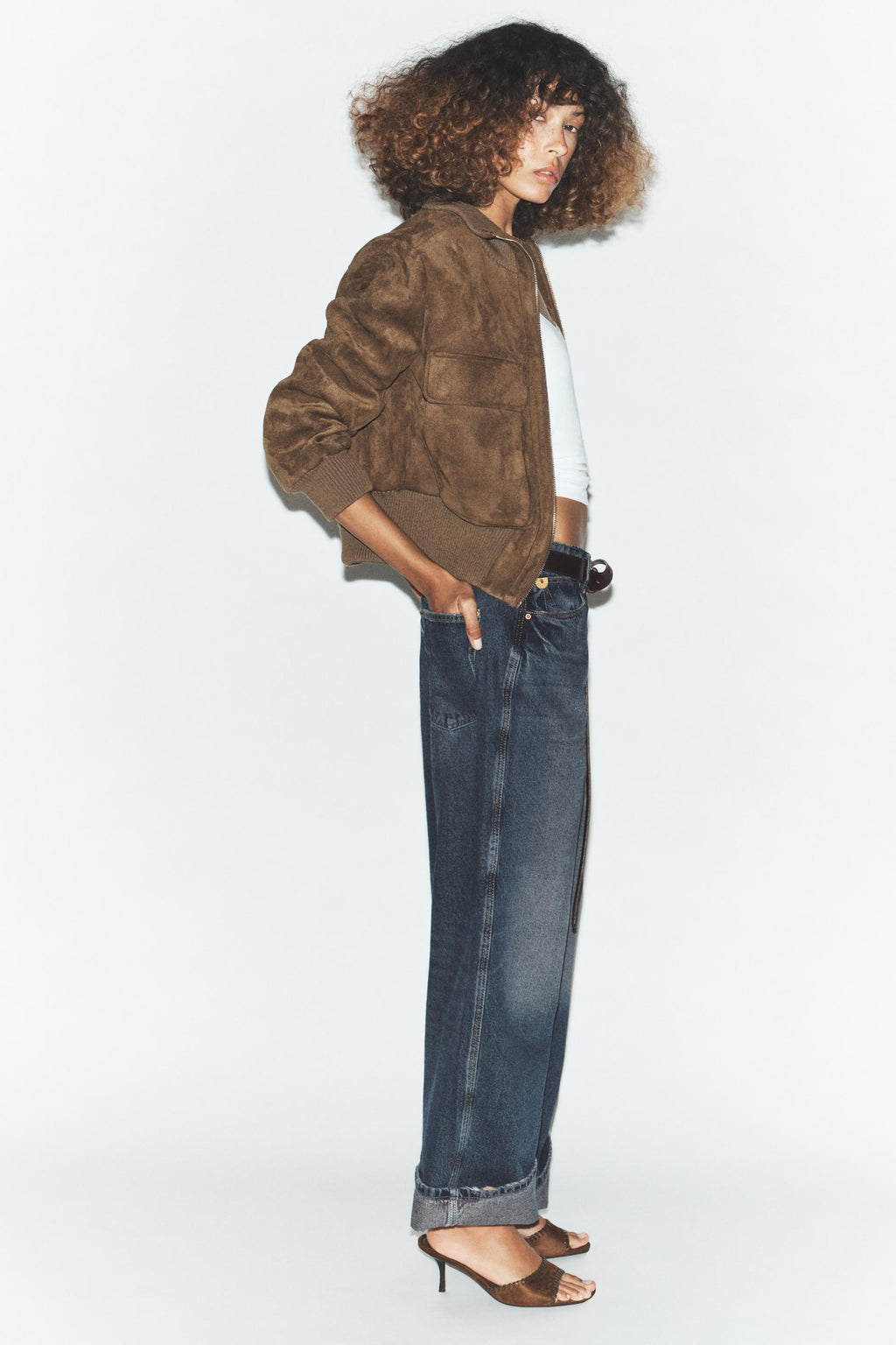 Zara RIB HIGH-NECK BOMBER JACKET