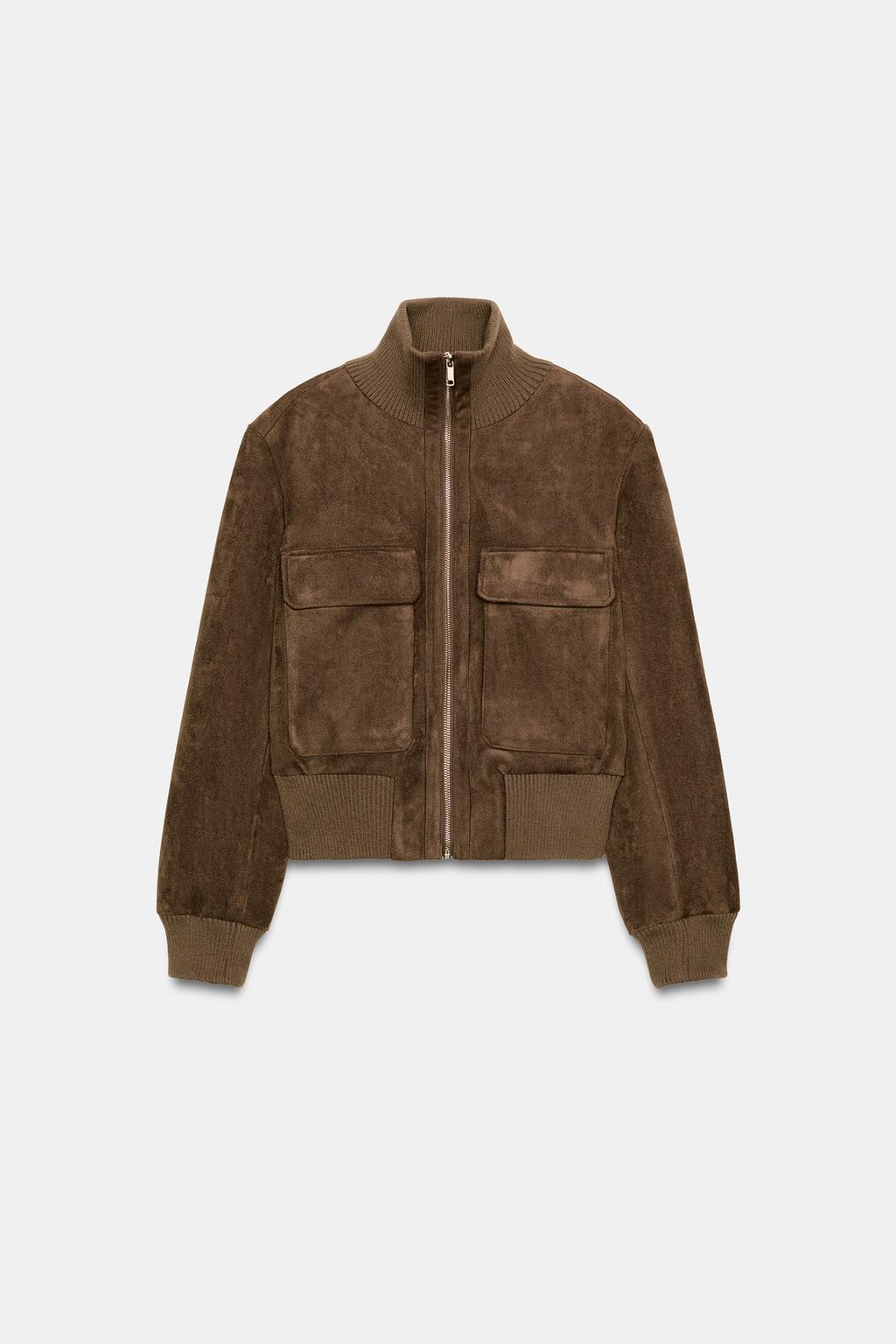 Zara RIB HIGH-NECK BOMBER JACKET