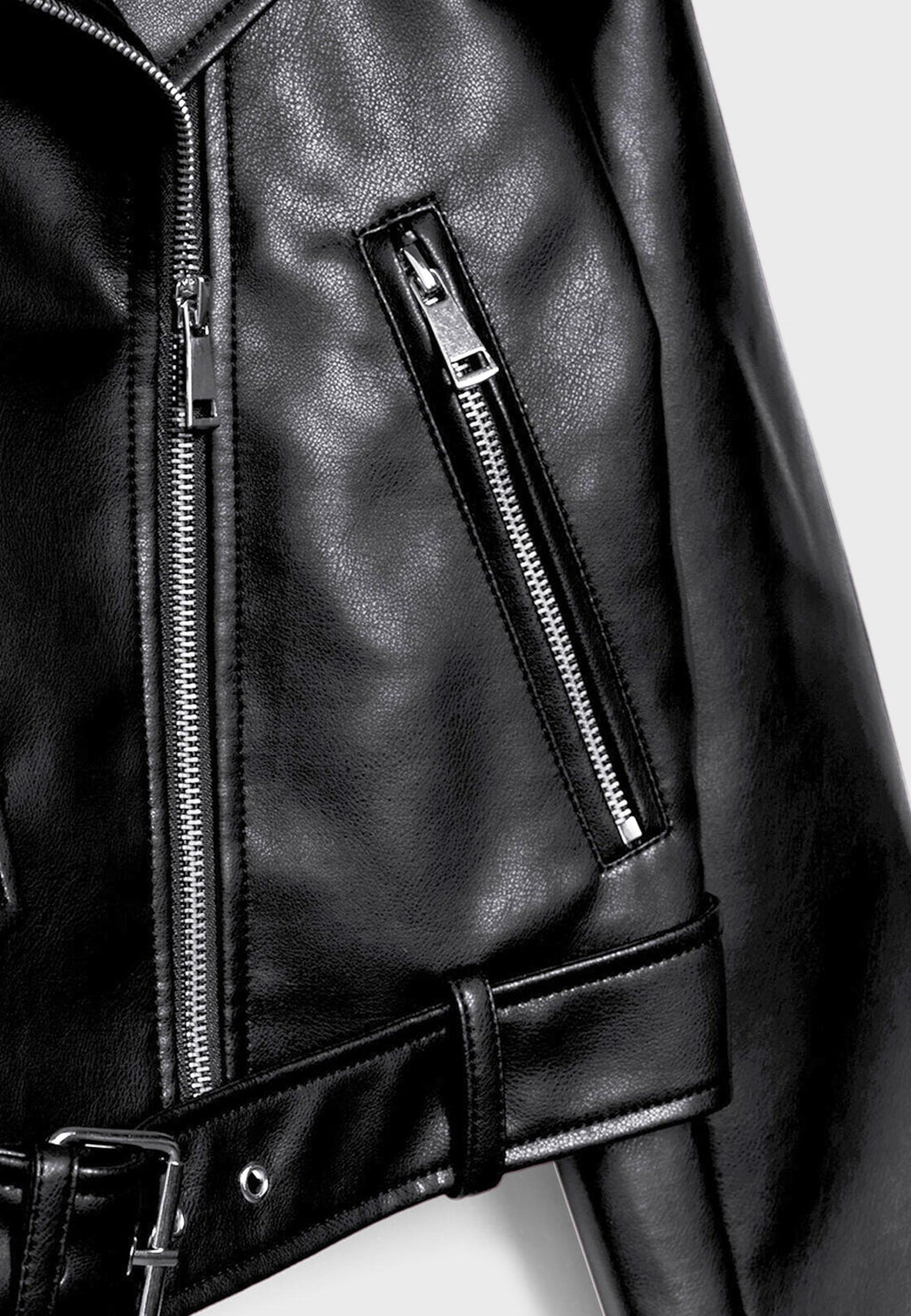 Stradivarius BIKER JACKET WITH LEATHER-EFFECT BELT
