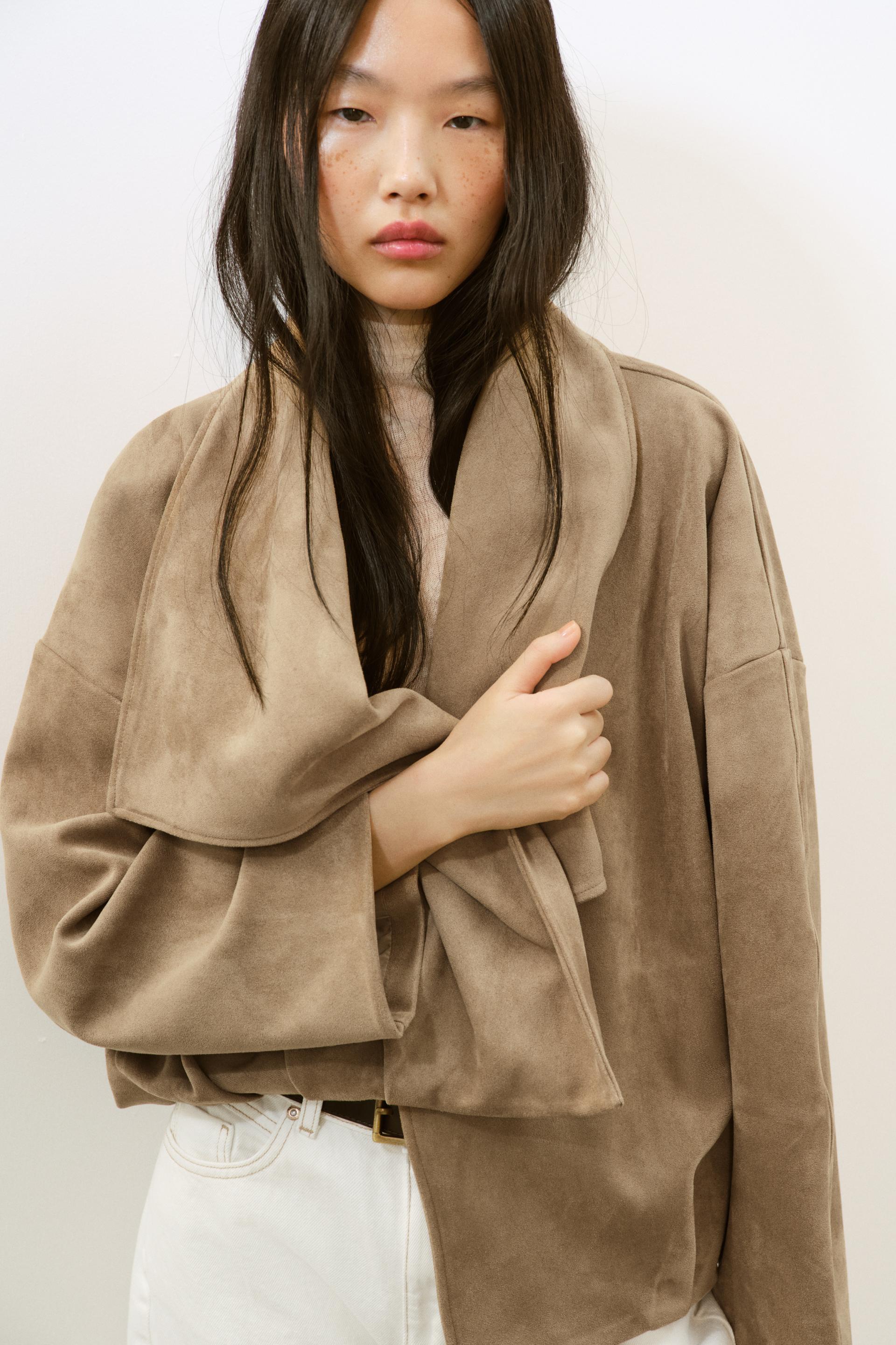 Zara WRAPOVER FAUX SUEDE JACKET