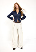Stradivarius MAXI TROUSERS WITH PLEATS AND BELT