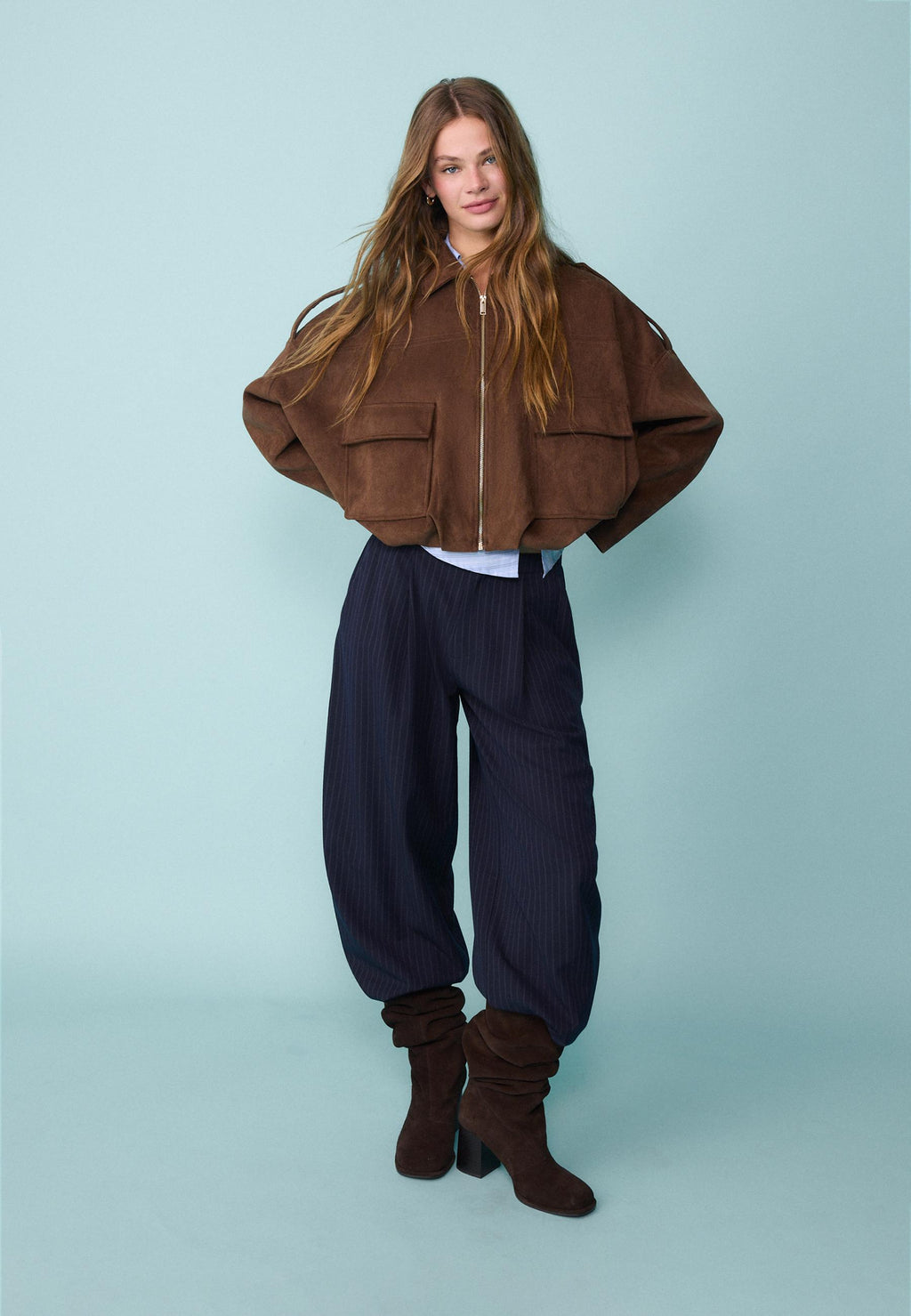 Stradivarius BALLOON JACKET WITH SUEDE EFFECT