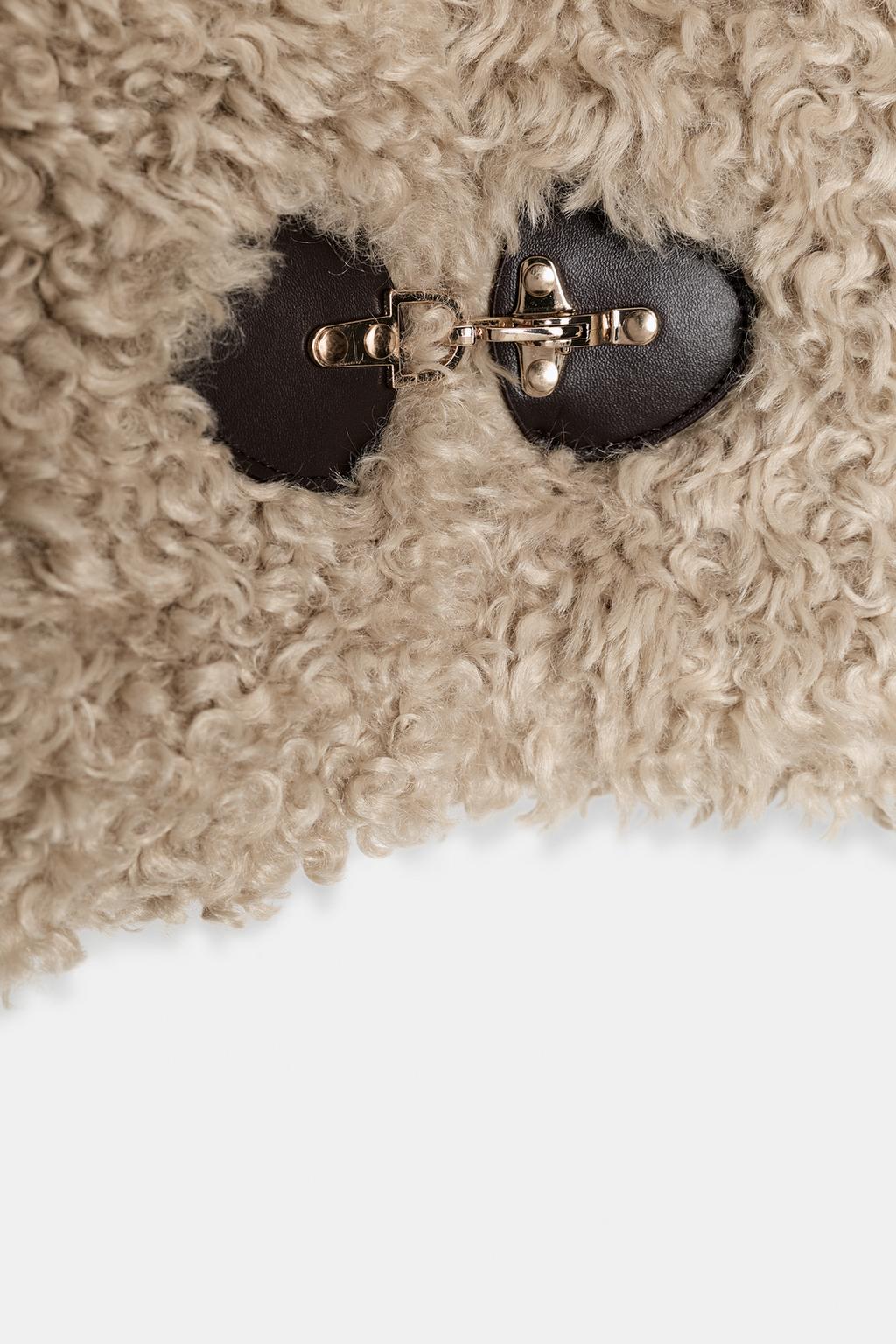 Zara FAUX FUR JACKET WITH FIREMAN CLASP