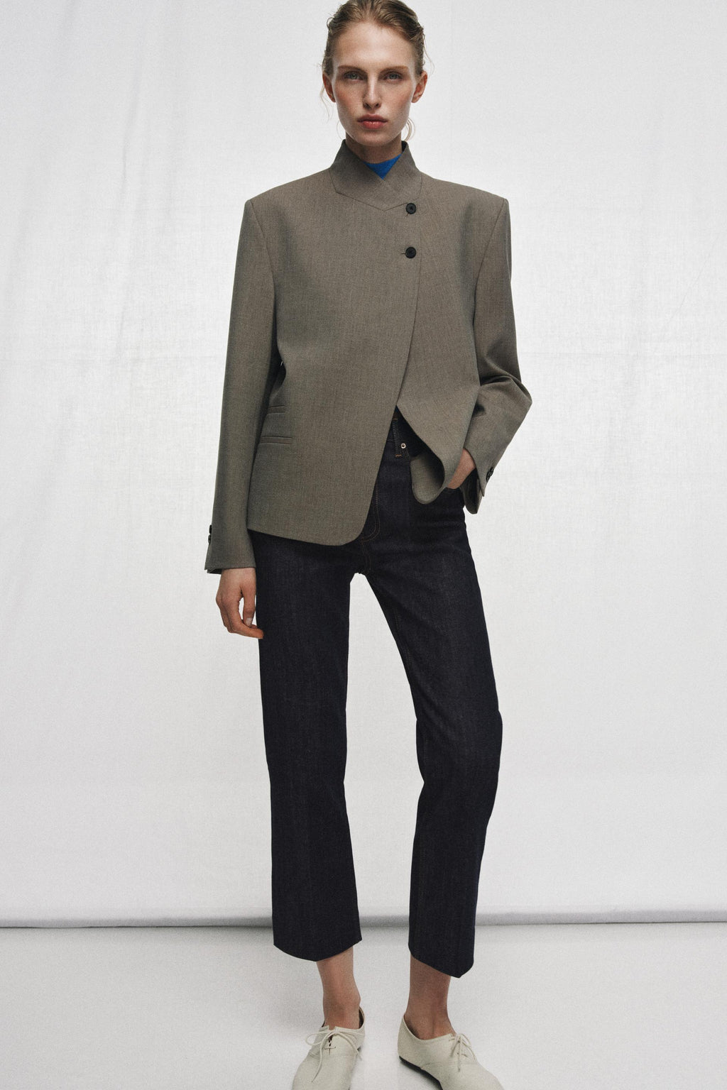 Zara HIGH NECK BLAZER ZW COLLECTION