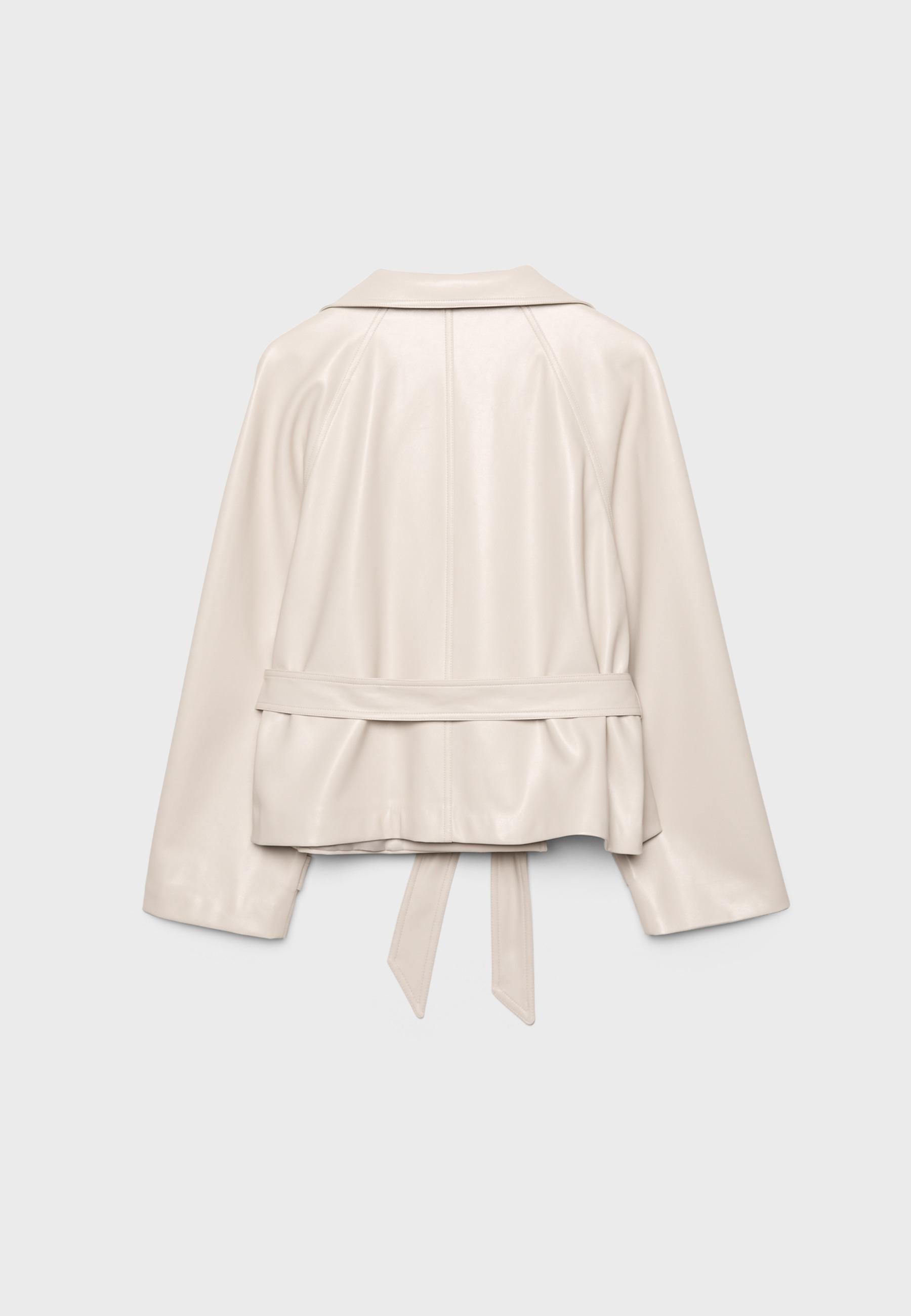 Stradivarius HIGH-NECK TRENCH COAT WITH LEATHER-EFFECT FINISH