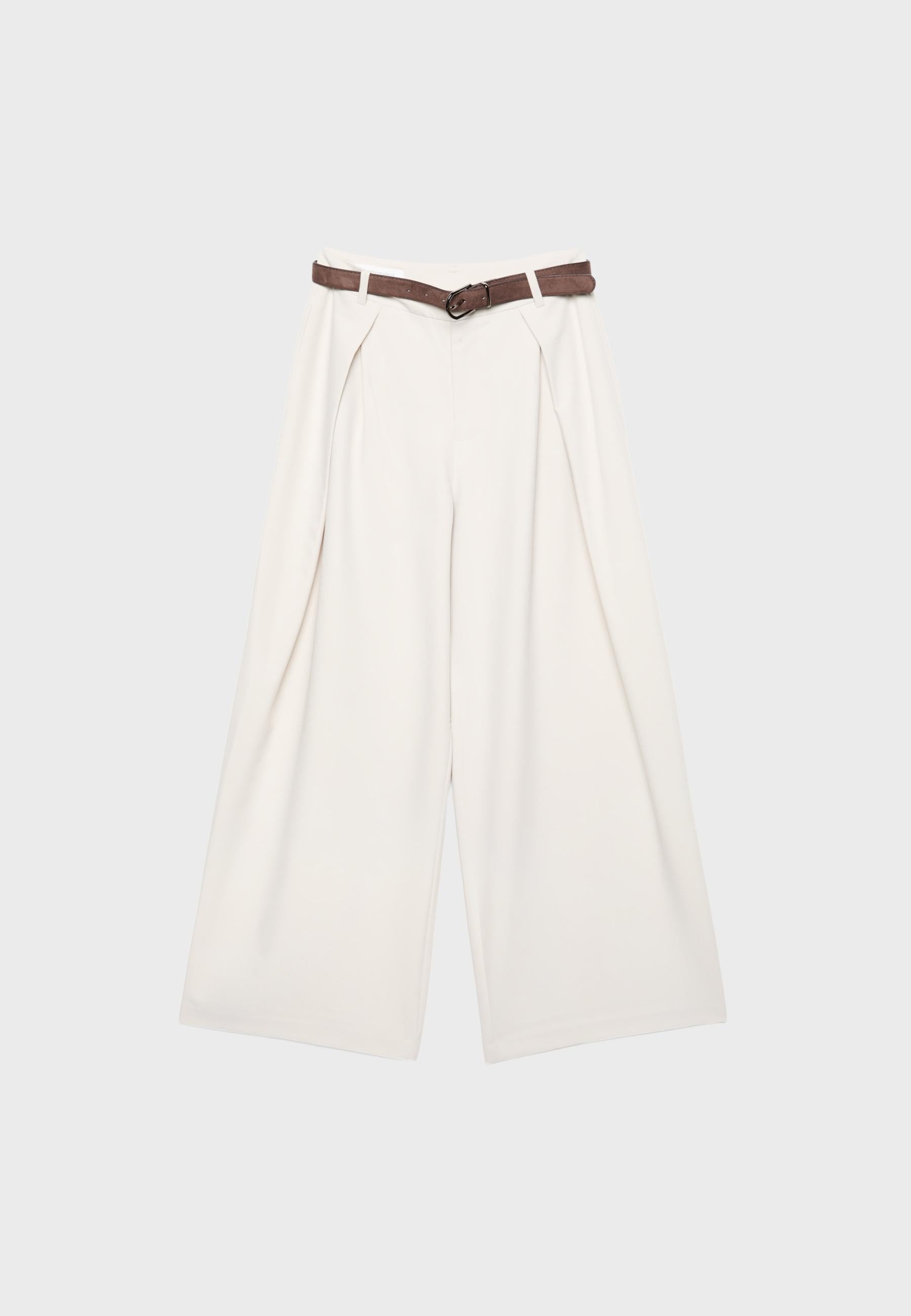 Stradivarius MAXI TROUSERS WITH PLEATS AND BELT