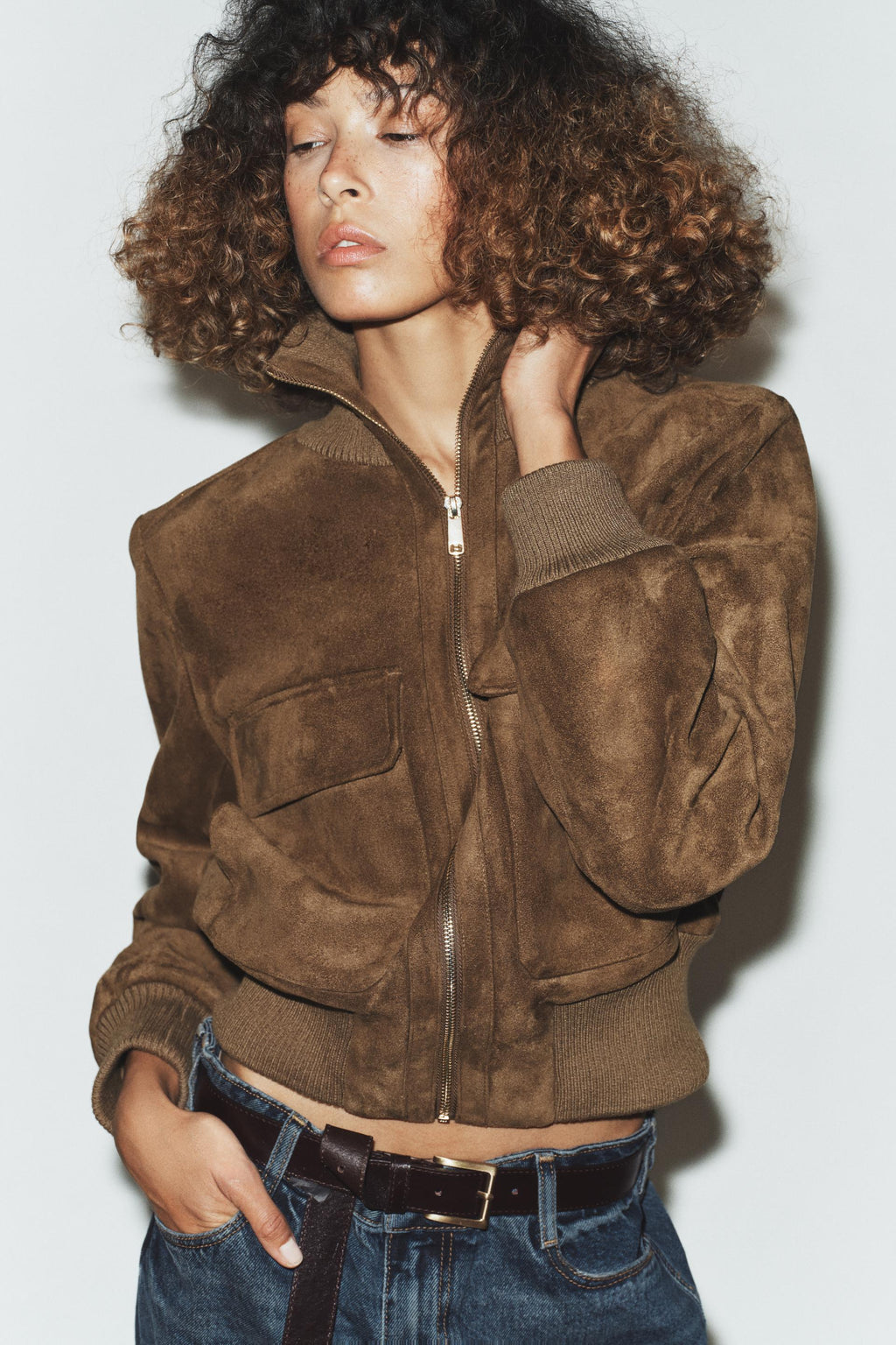 Zara RIB HIGH-NECK BOMBER JACKET