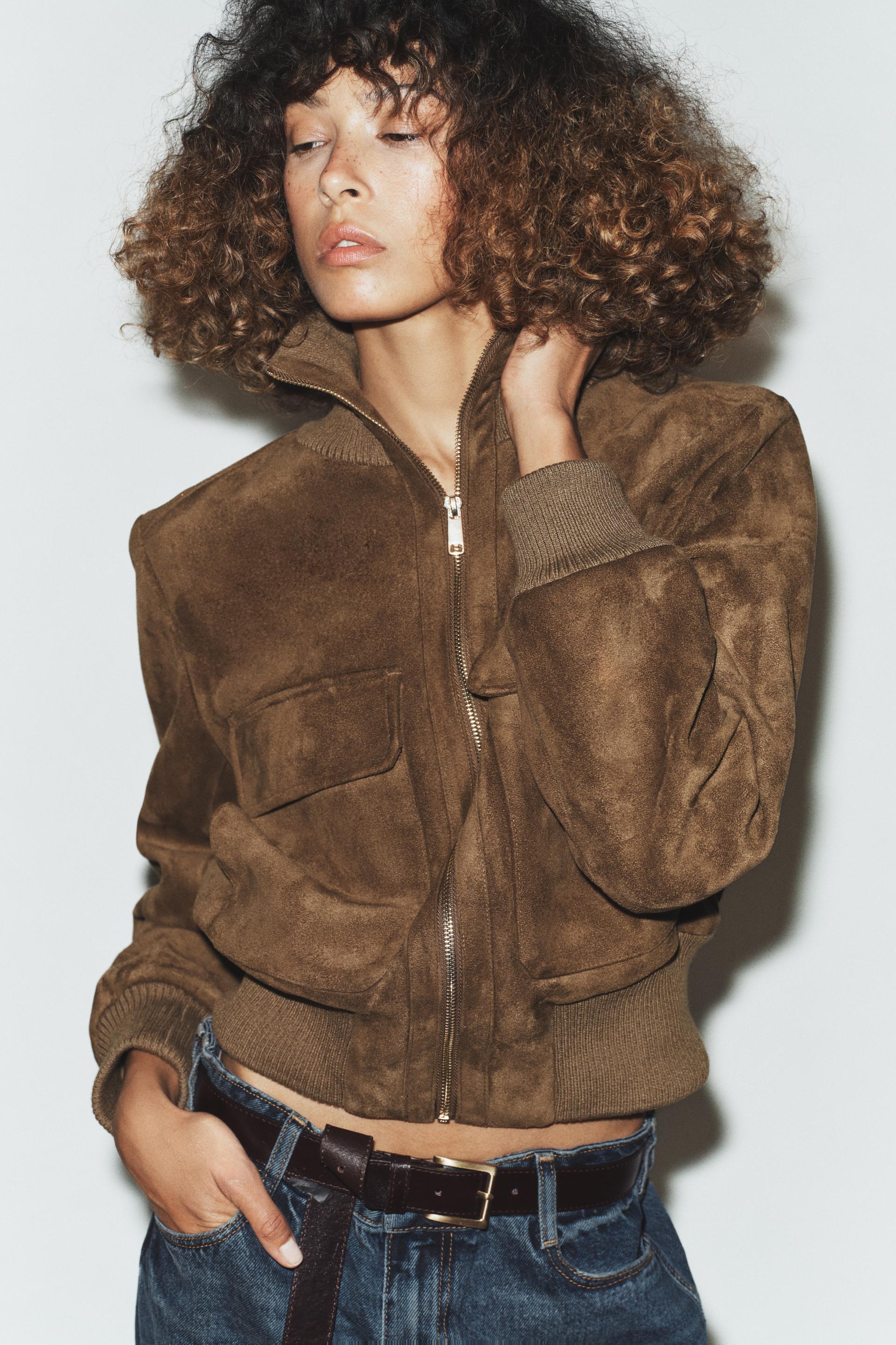 Zara RIB HIGH-NECK BOMBER JACKET