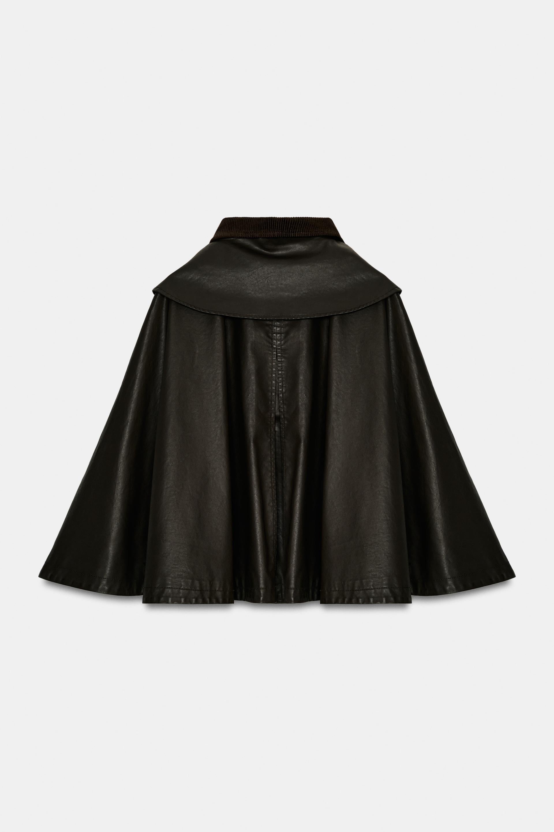 Zara WAXED CAPE WITH DETACHABLE LAPEL COLLAR