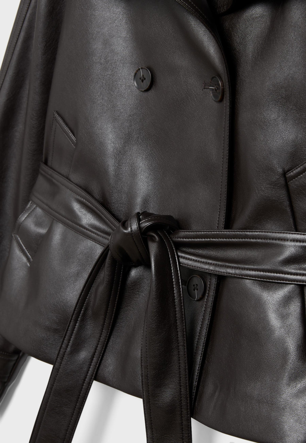 Stradivarius HIGH-NECK TRENCH COAT WITH LEATHER-EFFECT FINISH