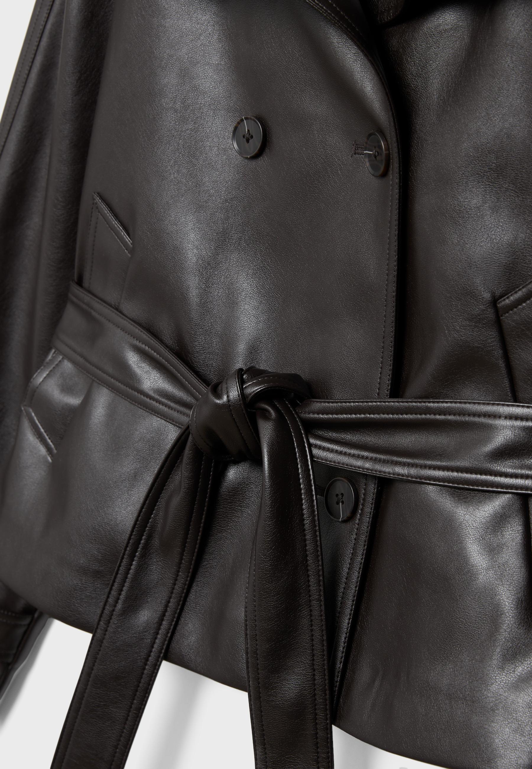 Stradivarius HIGH-NECK TRENCH COAT WITH LEATHER-EFFECT FINISH