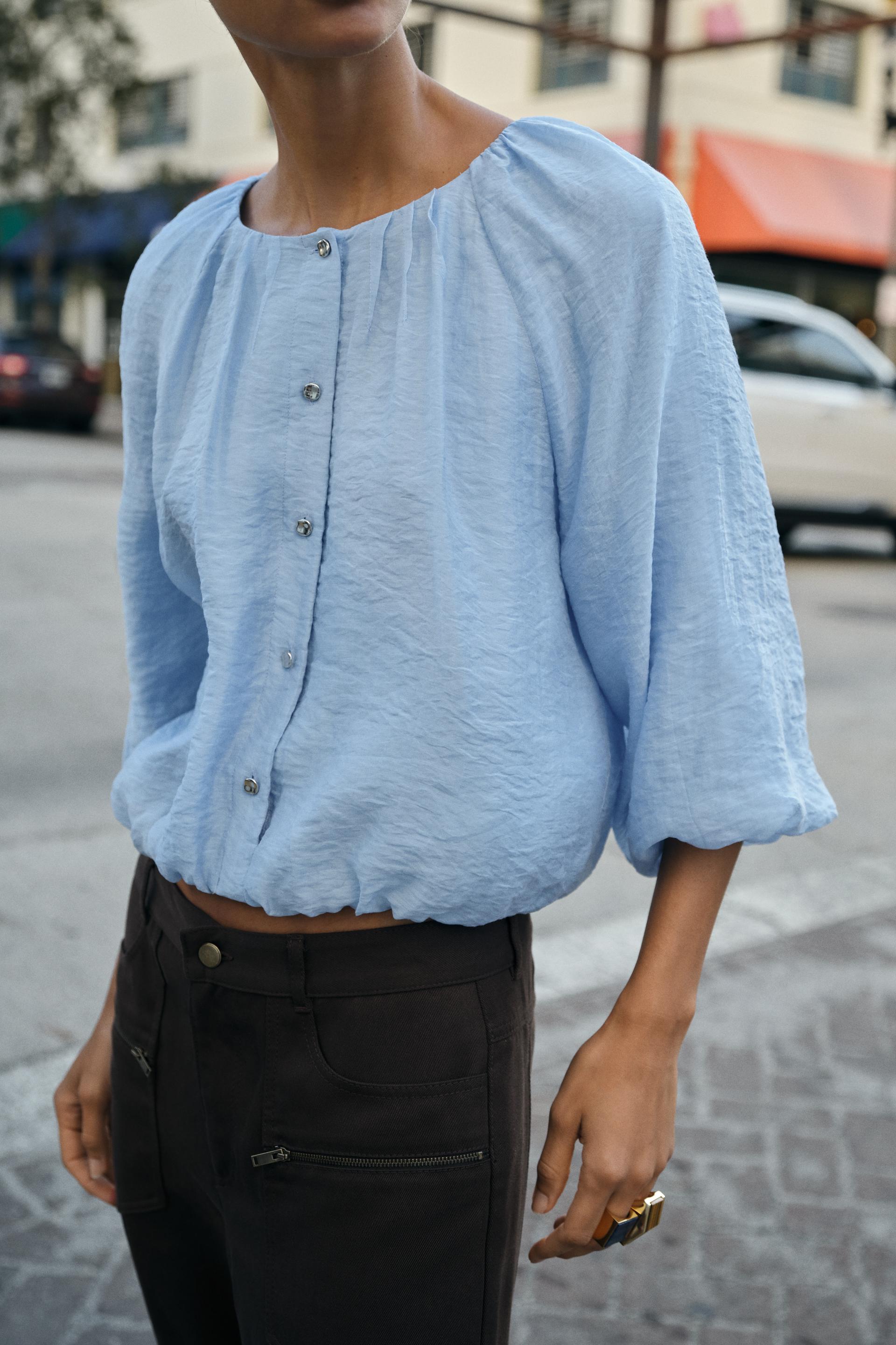 Zara FLOWING BALLOON BLOUSE