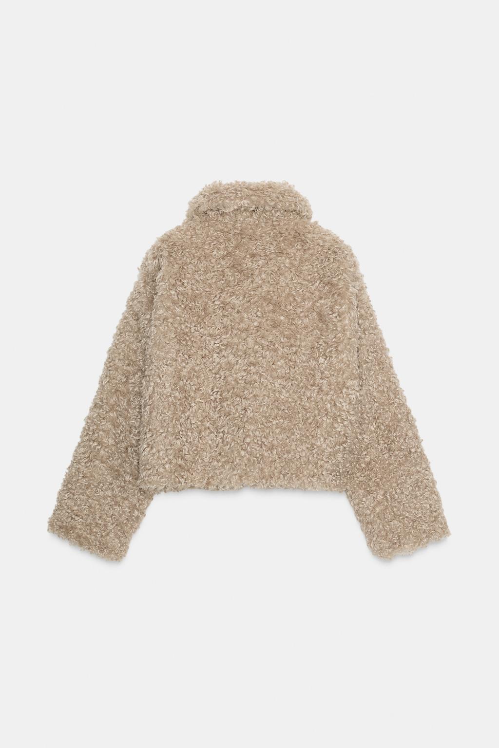 Zara FAUX FUR JACKET WITH FIREMAN CLASP
