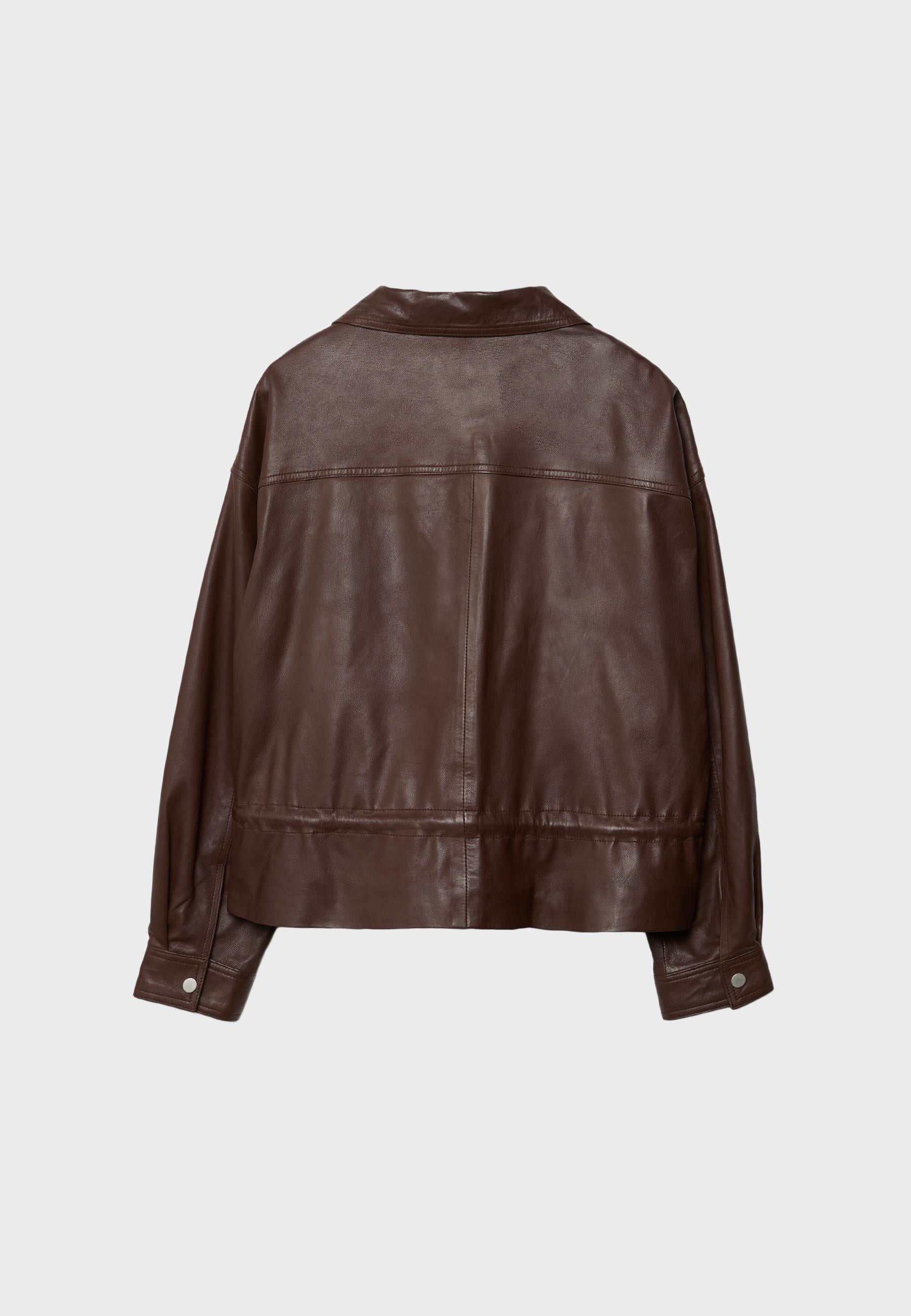 Stradivarius LEATHER JACKET WITH ADJUSTABLE POCKETS