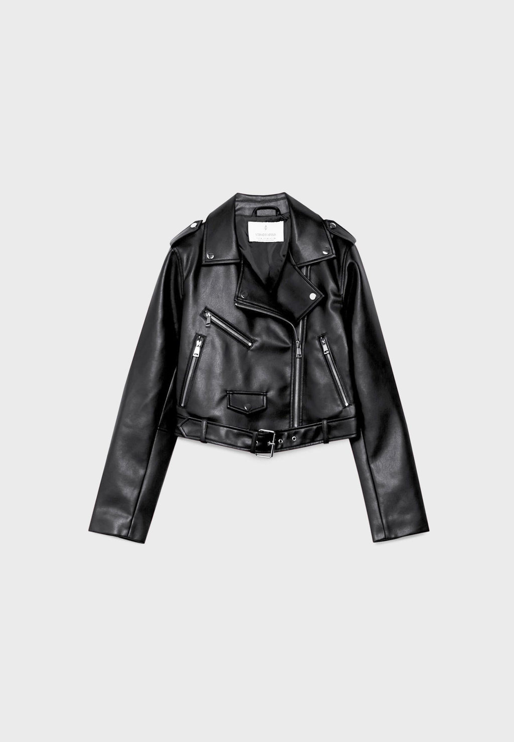 Stradivarius BIKER JACKET WITH LEATHER-EFFECT BELT