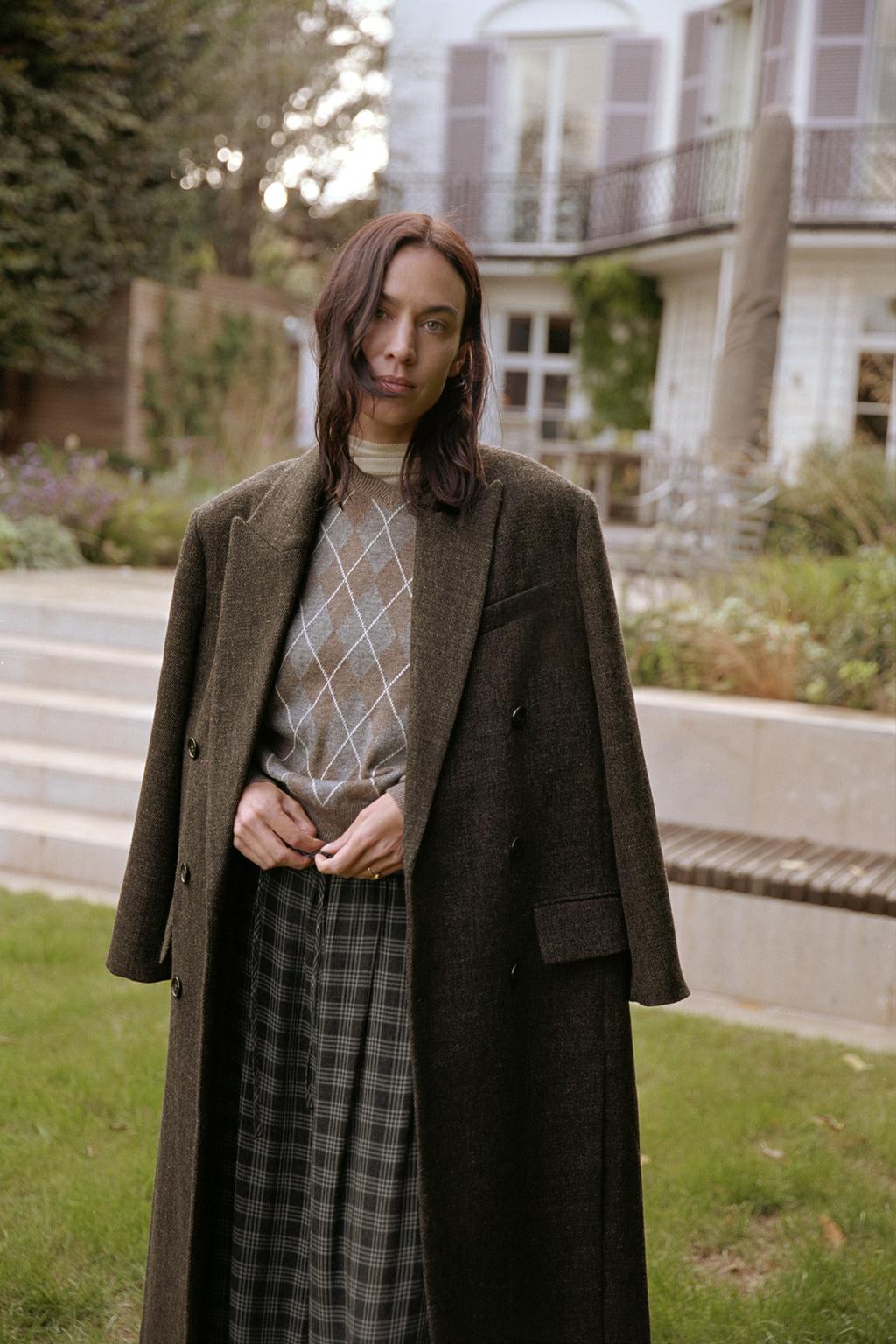 Zara DIAMOND-PATTERN WOOL JUMPER