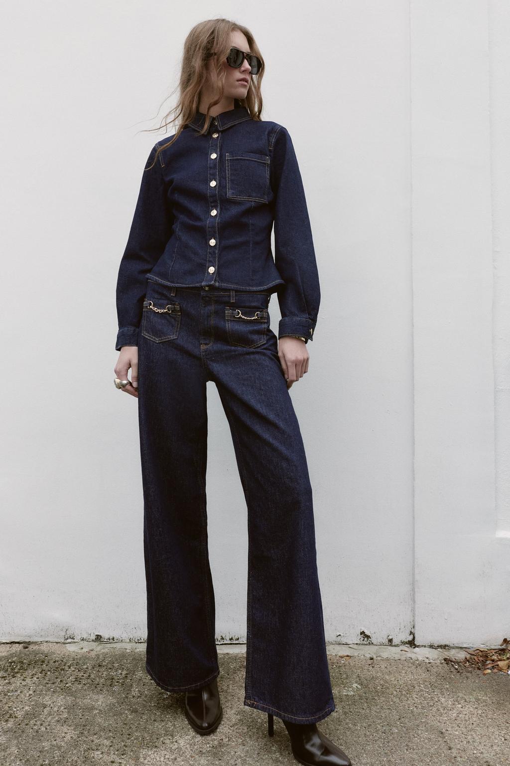 Zara MID-WAIST - WIDE LEG - CHAINS
